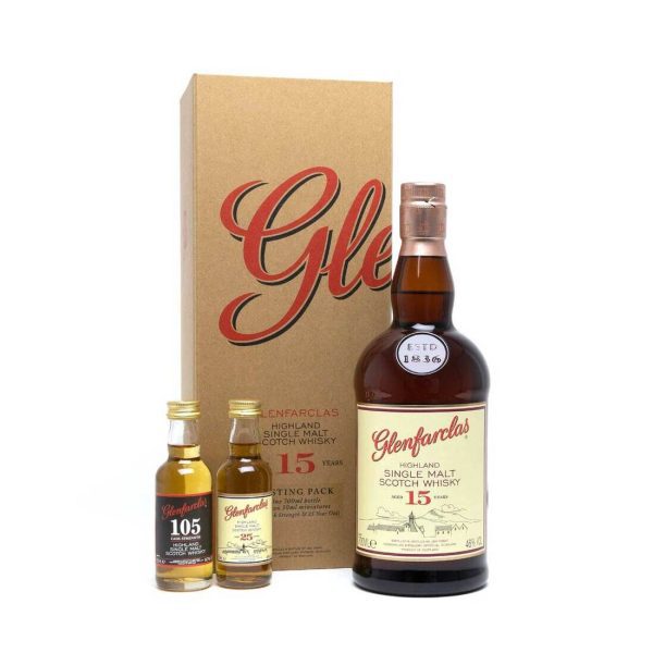 Glenfarclas 15 Year Old Gift Pack With 105 & 25 Year Old Miniatures